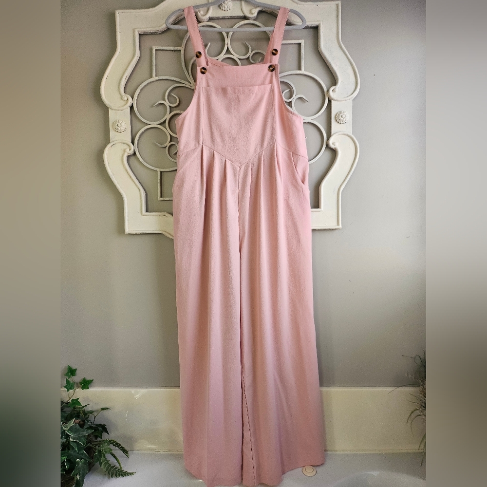 Pink Wideleg Overall Jumper with Button Detail (Z11)